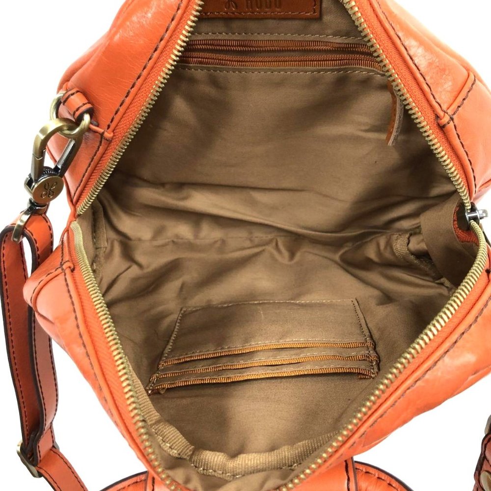 HOBO Orange Satchel with Structured Design and Crossbody Strap - Picture 9 of 9